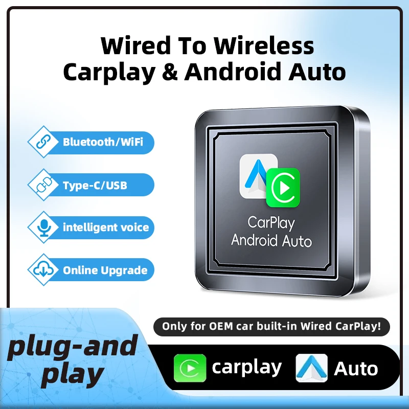 

2in1 Wireless CarPlay Dongle Wireless Android Auto Box Plug and Play for VW Toyota Mazda Nissan Camry Suzuki Subaru Citroen Kia