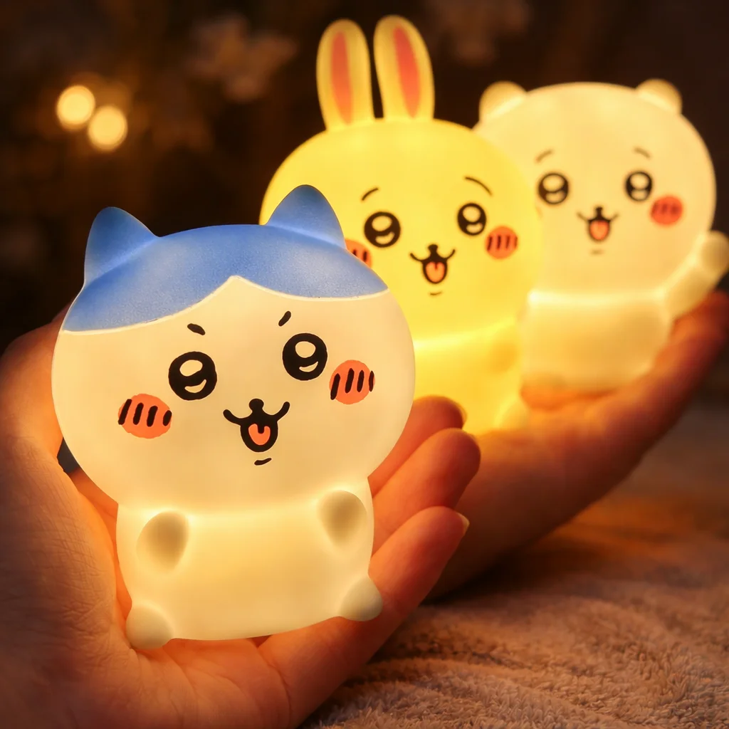 Chiikawa Anime LED-Nachtlicht Hachiware Usagi Hasenlampe Schlafzimmer Schreibtisch-Deko Geburtstagsgeschenk für Kinder Bestes Geschenkspielzeug