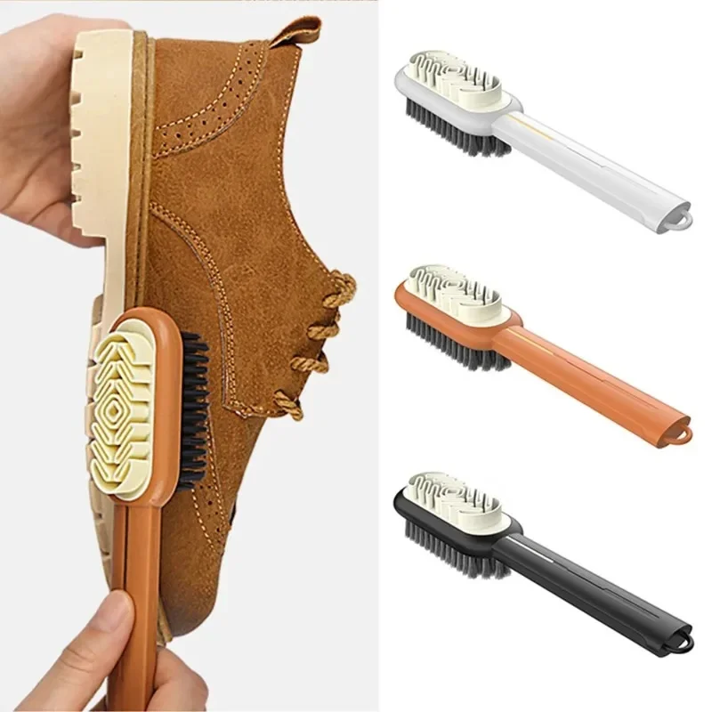 Brosse de nettoyage de chaussures en daim, brosse à chaussures à Long manche, nettoyeur de bottes sur 2 côtés, ensemble de gommes en caoutchouc, entretien des chaussures