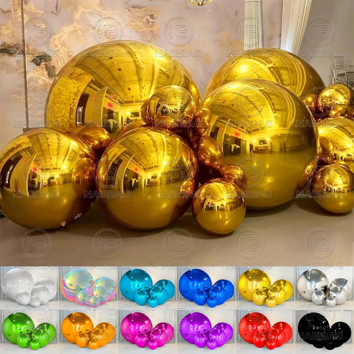 

Inflatable Mirror Balls Sphere PVC Large Reflective Mirror Balloon Big Shiny Ball for Disco Christmas Wedding Party Events Decor