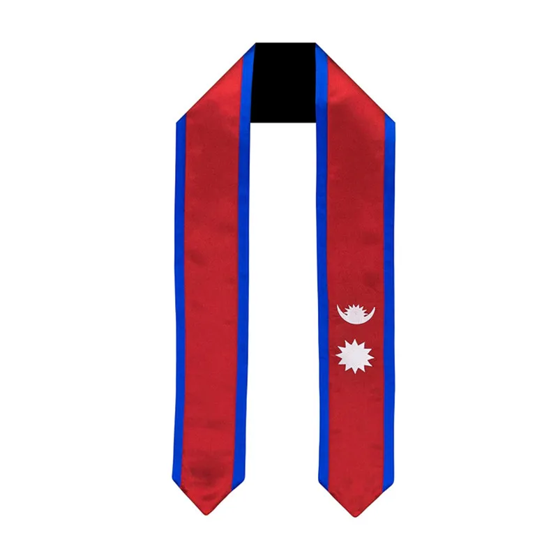 Nepal Flag Graduation Stole 180*14cm Graduation Ceremony Bachelor Uniform Accessory Satin Graduation Sash