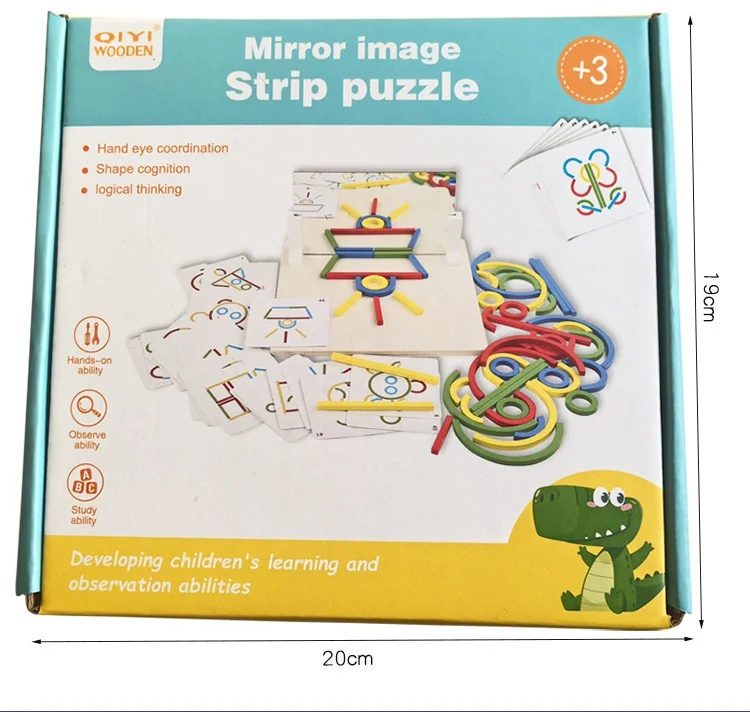 Montessori Spiegel Puzzle Spielzeug für Kinder Holz Frühe Pädagogische Spielzeug Logisches Denken Raum Training Gehirn Spiel Reise Spielzeug Geschenke – Detail 15