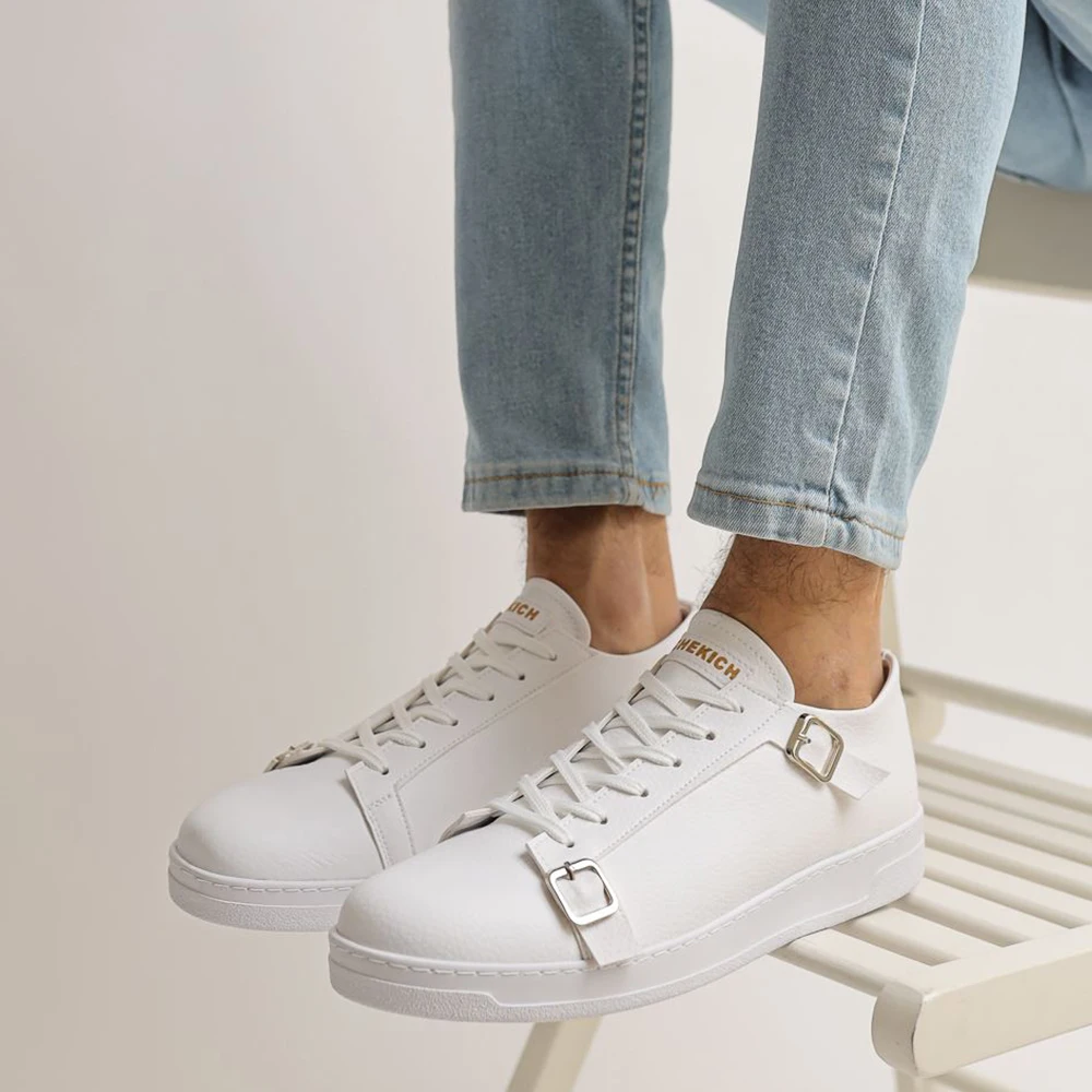 FOH Store Sneakers for Men Bt White Artificial Leather 2023 Spring Autumn Casual Lace Up Fashion Shoes High Base Sport Comfortable Light Vulcanized Daily Original Canvas Odorless Orthopedic Suits Office Wedding 191