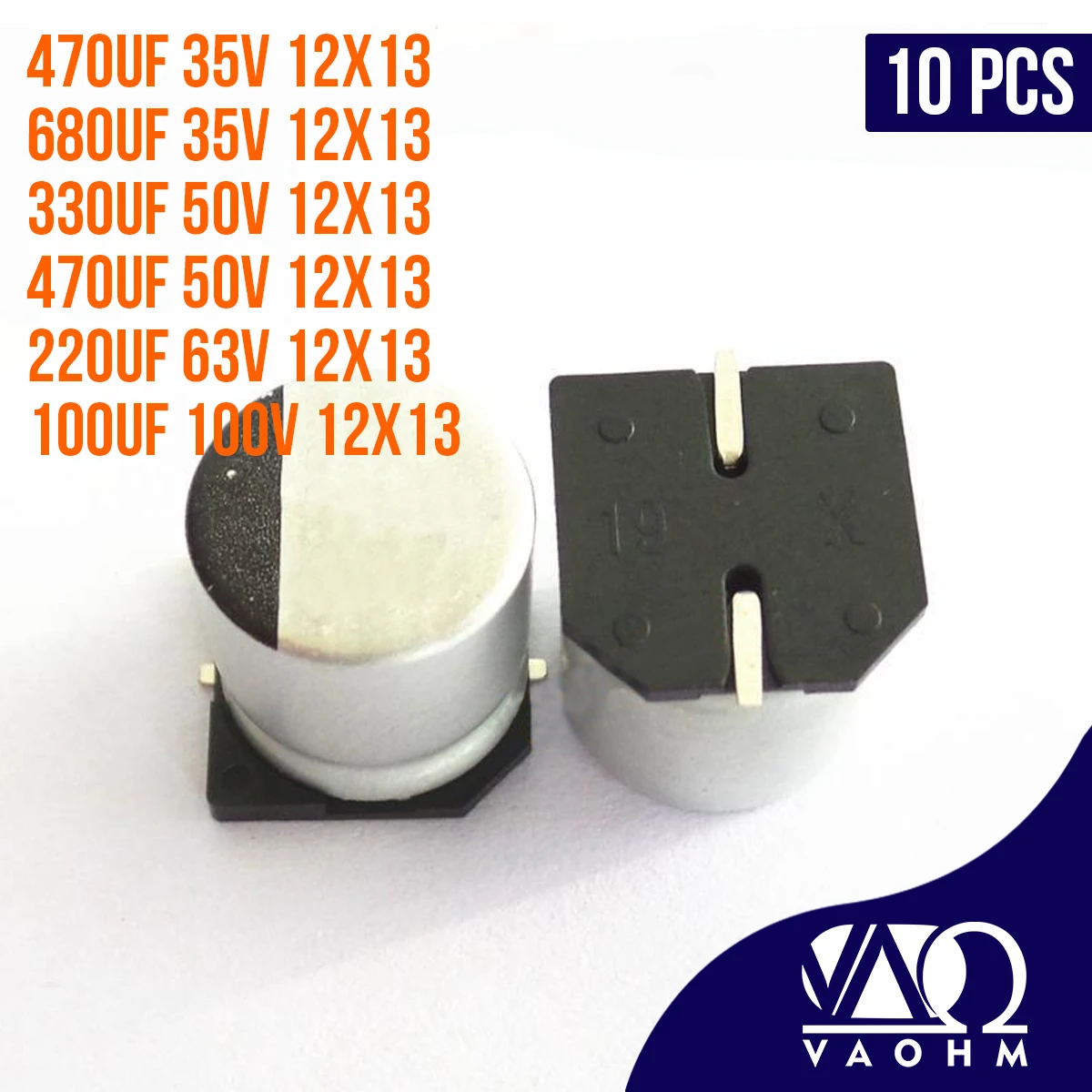 

100UF 220UF 330UF 470UF 680UF 35V 50V 63V 100V 12*13 Surface Mount Aluminum Electrolytic Capacitor 10PCS/LOT