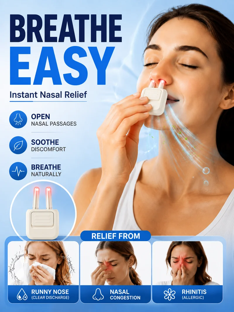 Smart Nasal Phototherapy Device Red Light Infrared Therapy Relief for Nasal Congestion Sneezing and Runny Nose Nasal Care