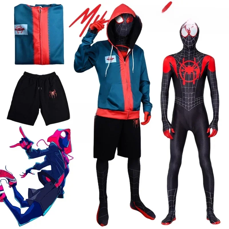 BEAST KINGDOM Spider Miles Morales Cosplay Halloween kurtka body maska kostium imprezowy garnitury Spider Miles Fantasy dla unisex — 2