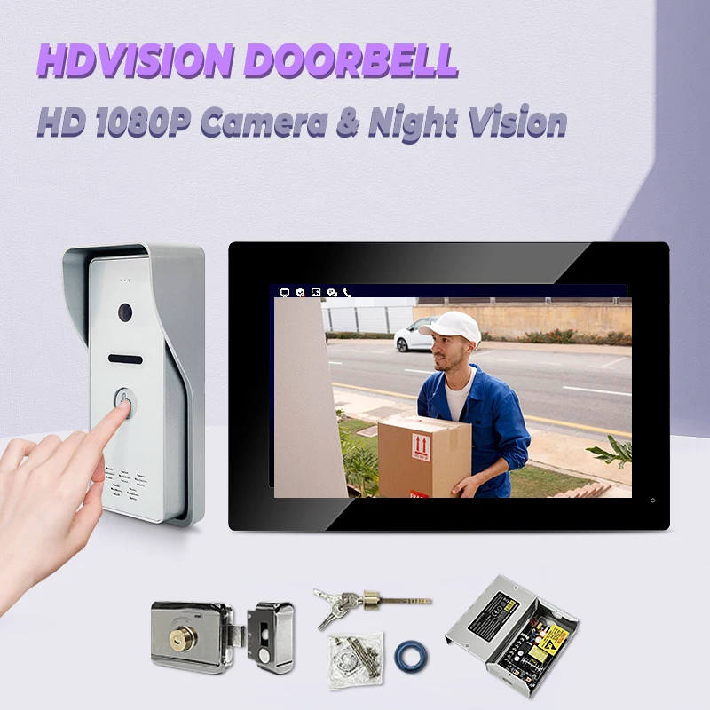 

Best Price Factory Popular 7 Inch 2MP 1080P Video Intercom Doorphone with Touch Screen, One Key to Call Wired Doorbell Camera