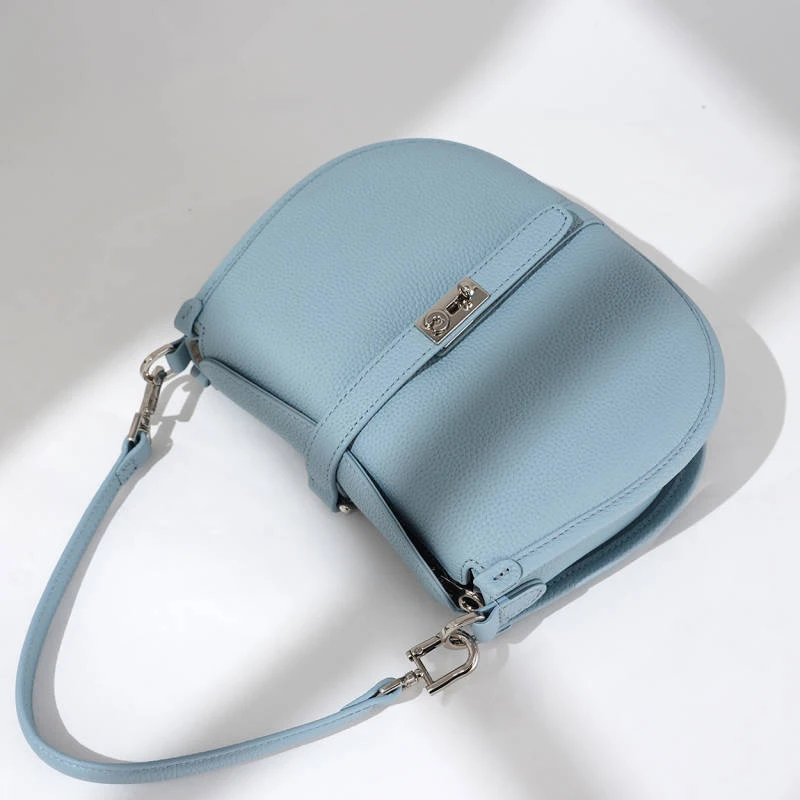 

Fashion design women's bag genuine leather handbag unique lock and double zipper closure high-end luxury shoulder bag tote bag