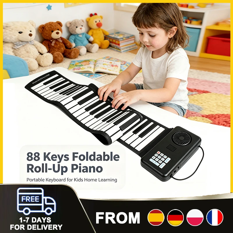 Piano pliable à 88 touches, clavier portable avec fonction d'enregistrement, prise casque et sac de transport pour l'apprentissage à domicile des enfants