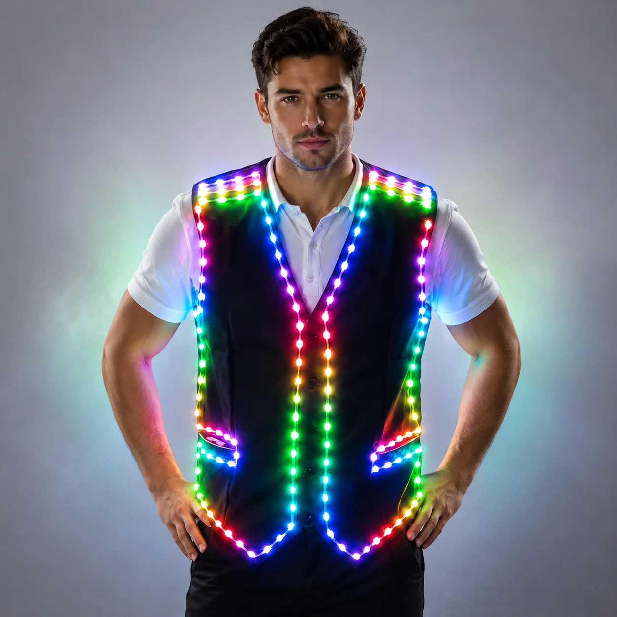 Colorful Led Luminous Vest Ballroom Costume Jacket DJ Singer Dancer Performer Stage Wear Waiter Clothes