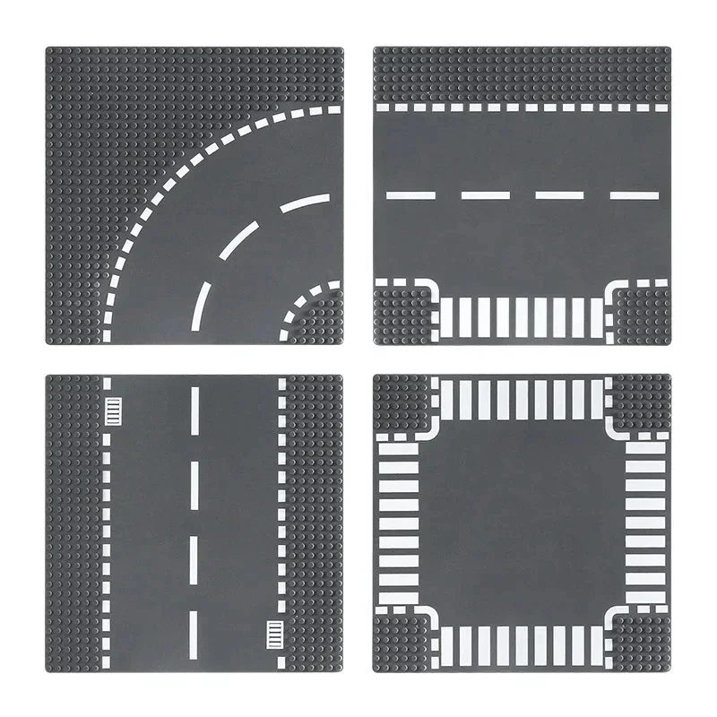 Klassische Bausteine Grundplatte Stadtansicht Verkehrsstraßen Figuren Konstruktionsspielzeug Bausteine 32 Noppen Kunststoff-Grundplatten Zubehör