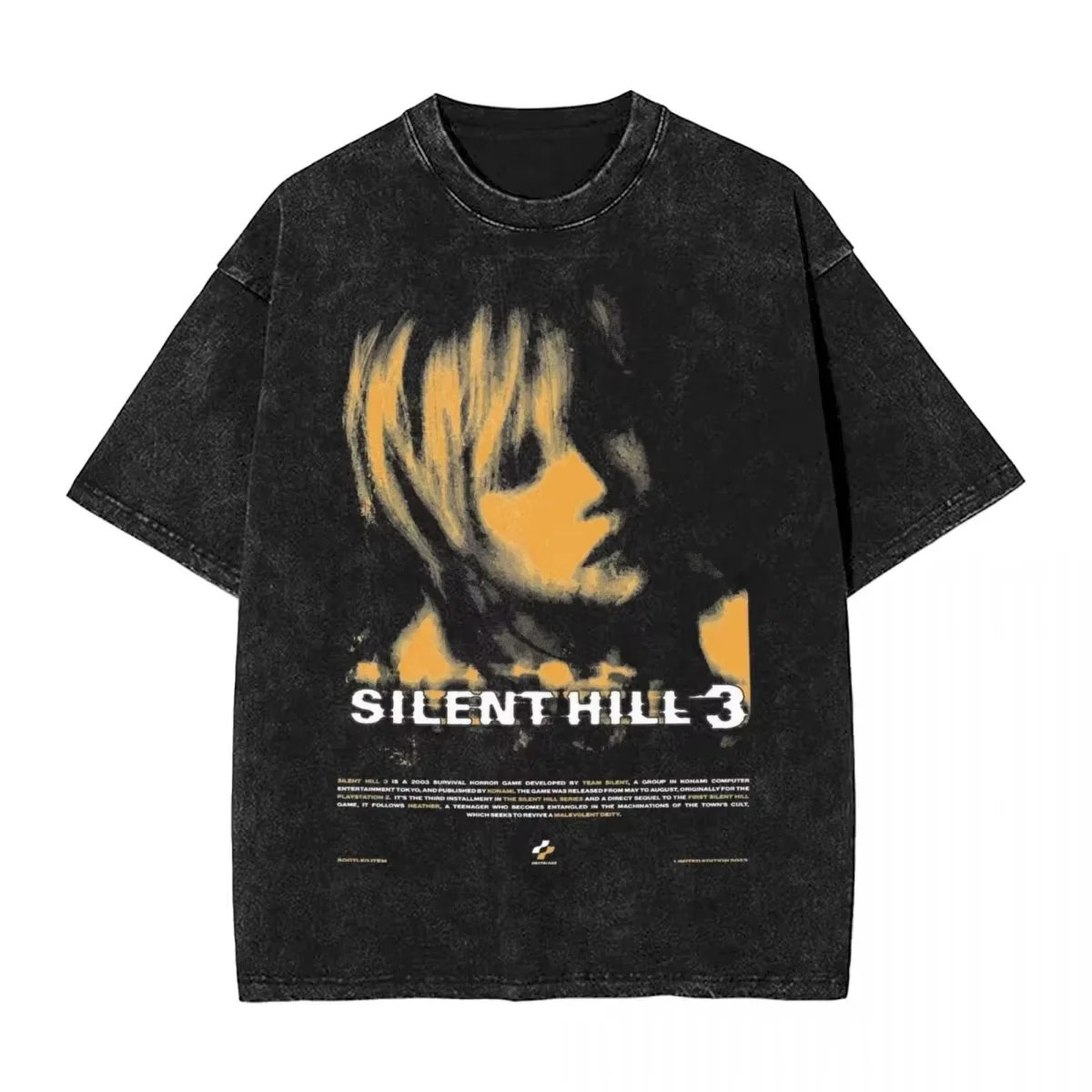 Washed T Shirts Horror Silent Hill Heavens Night Hip Hop T-Shirt Street Streetwear Short Sleeve Printed Tops Tees Men Women