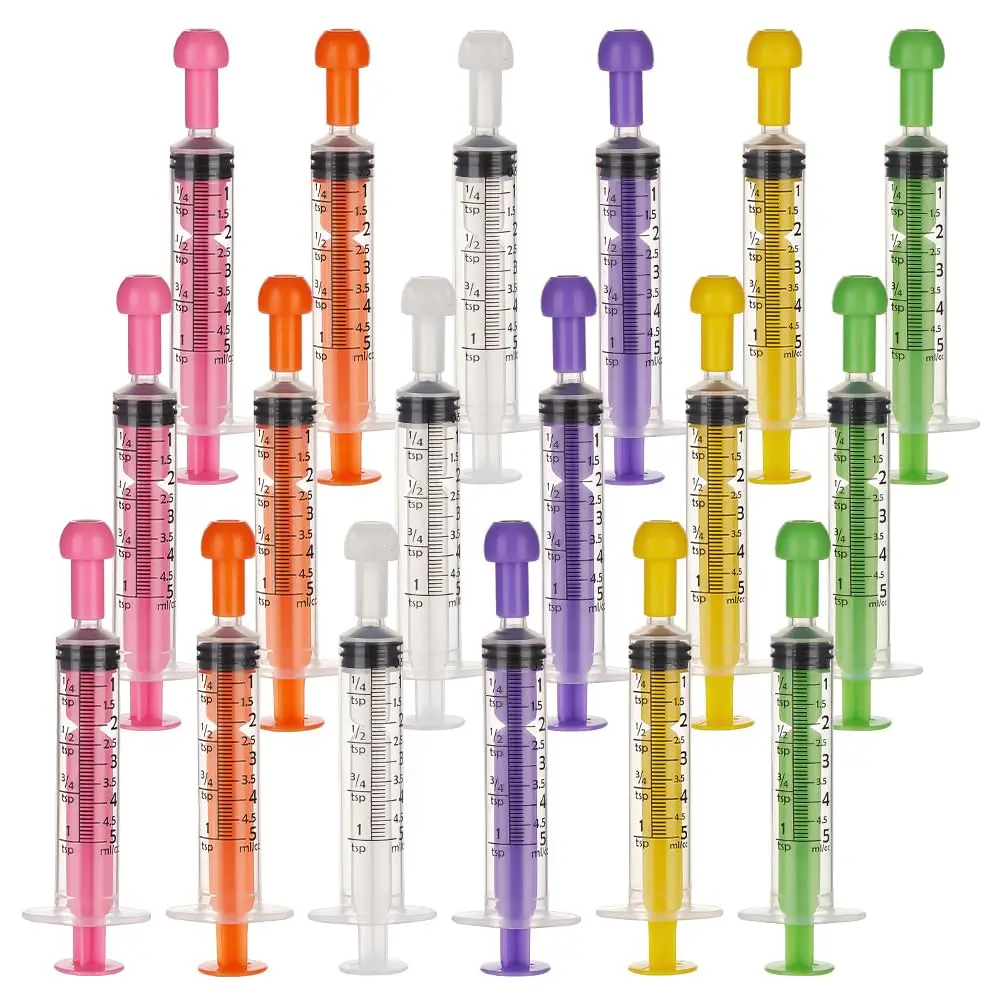

5ml Disposable Veterinary Plastic Colorful Feeding Syringe Luer Slip Tip for Animal Pets Feeding, 5/10PCS