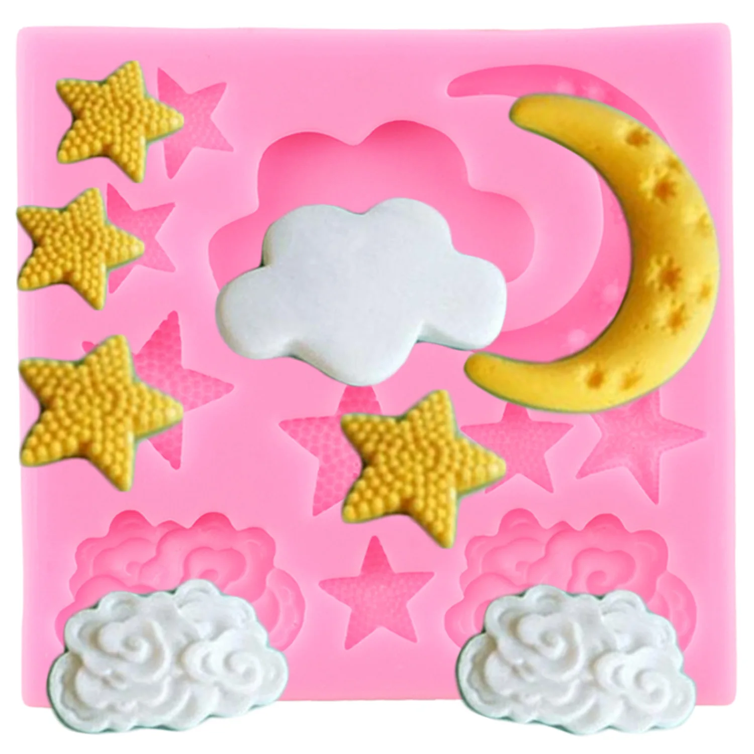 Rainbow Clouds Silicone Mold Cupcake Topper Fondant Cake Decorating Tools Candy Clay Molds Baking Chocolate Gumpaste Moulds