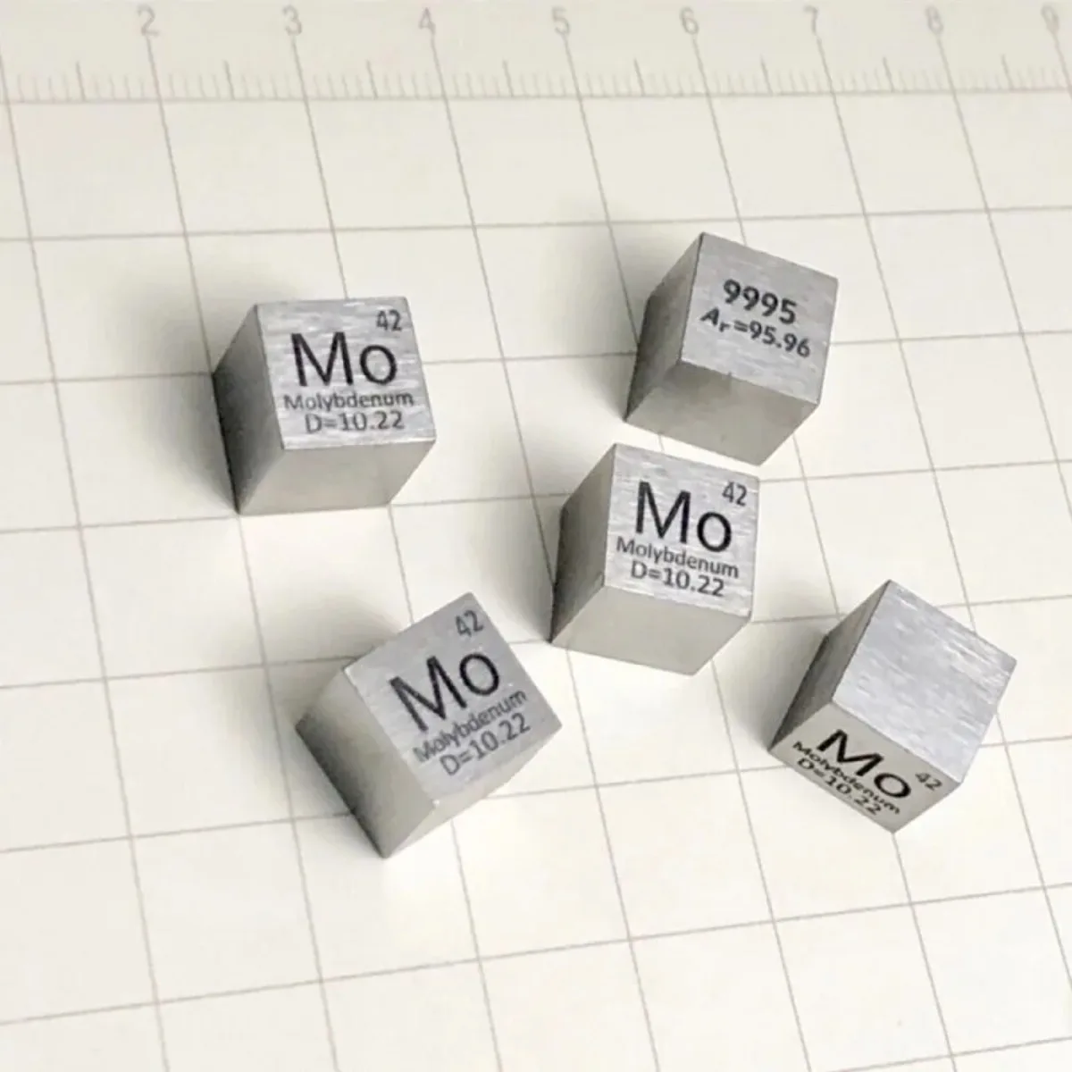 1/0.39inch MoRare Elements Periodic Table Cube Metal Sample Chemical Physics Teaching AIDS Home Table Decoration Children's Gift