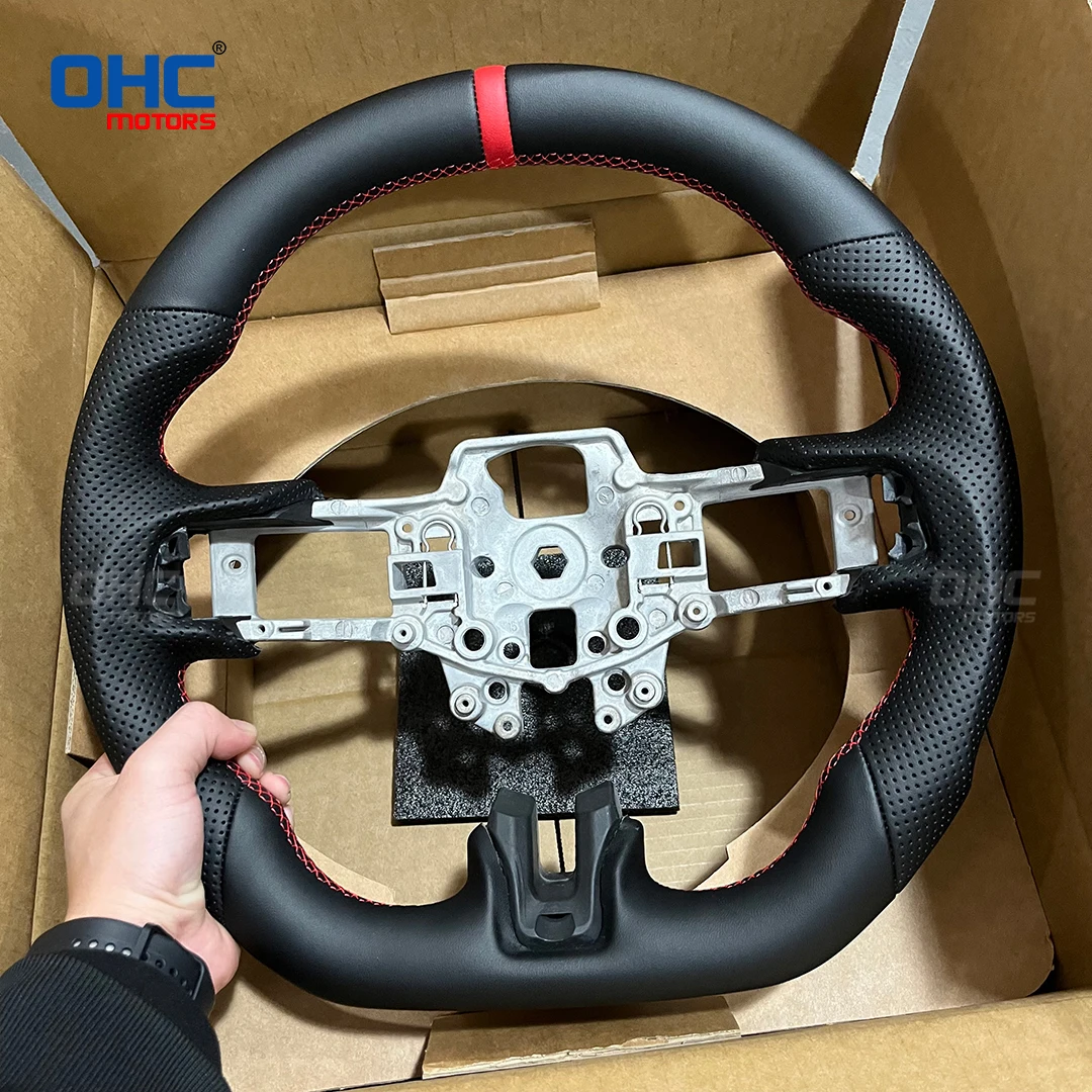 

OHC For Ford Mustang 2015 2016 2017 Real Leather Steering Wheel Sport Racing High Quality Customizable