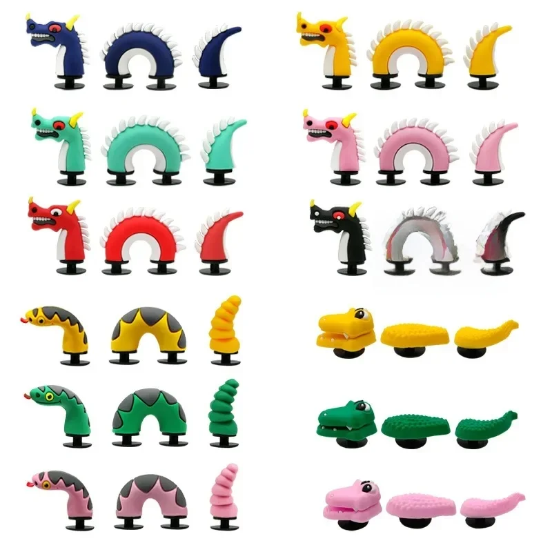 Personnages de serpent dragon stéréoscopique 3D, boucle de chaussure, breloques, accessoires de décoration pour sandales, baskets, sabots, bracelets, bricolage