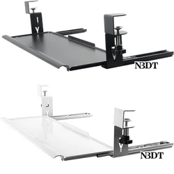 1Pc  Steel Top Edge Clamp-on Under Desk Pull Out Keyboard Tray White Black