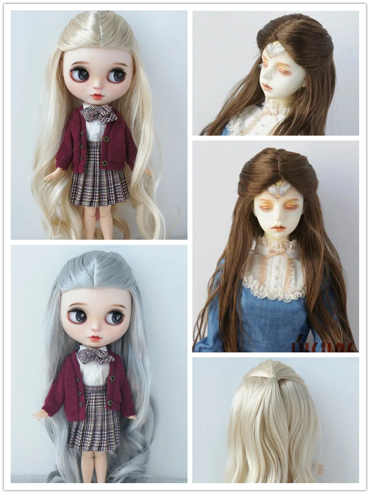 JD028 All Sizes Long Mid Parting Curly BJD Synthetic Mohair Wig For 1/12 1/6 1/4 1/3 Doll Hair YOSD MSD SD  Blythes Accessories