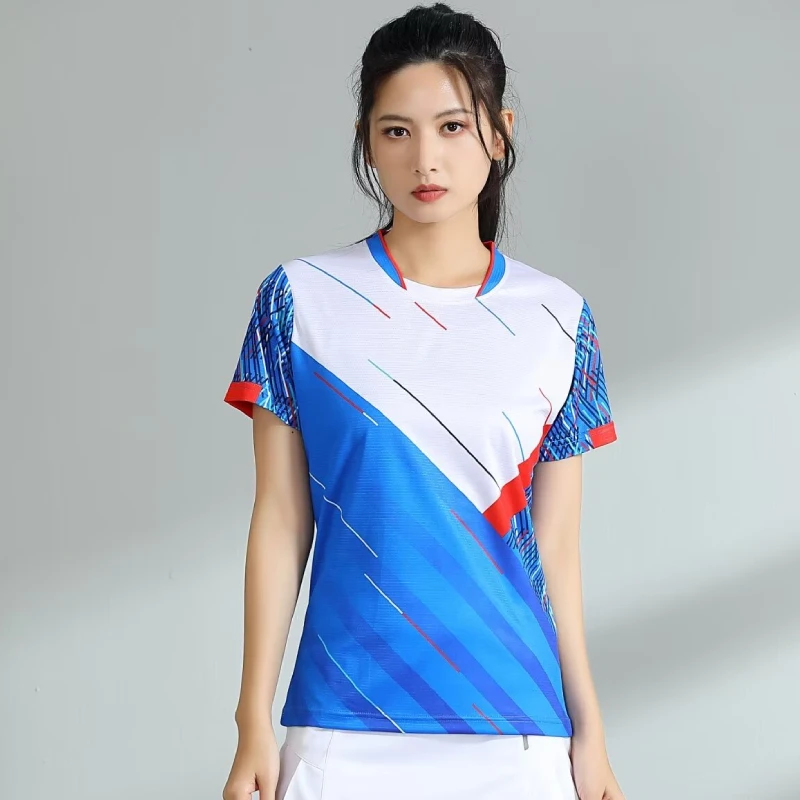 Frauen Badminton Tennis Shirts neuen Stil benutzer definierte Tischtennis Kleidung 3D-Druck schnell trocken laufen Kurzarm Yoga Trikot