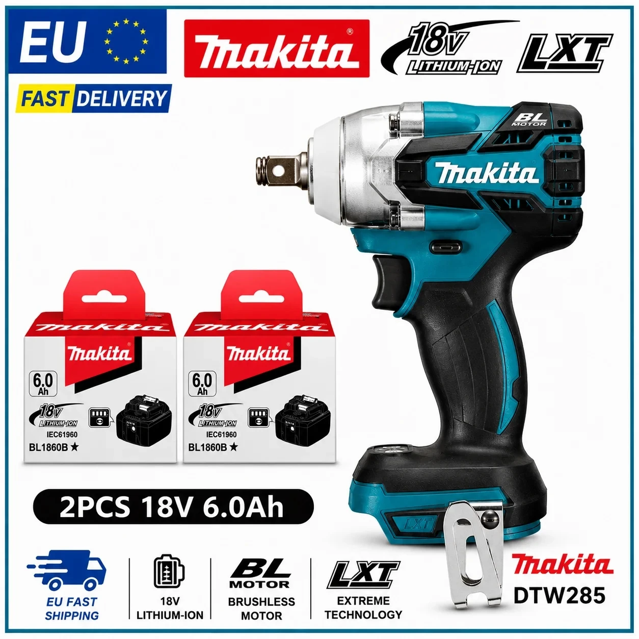 100% neue originale Makita 18V 6.0Ah Batterie, für Makita Bl1830 Bl1830B Bl1840 Bl1840B Bl1850 Bl1850B Modell Elektrowerkzeug-Batterie.