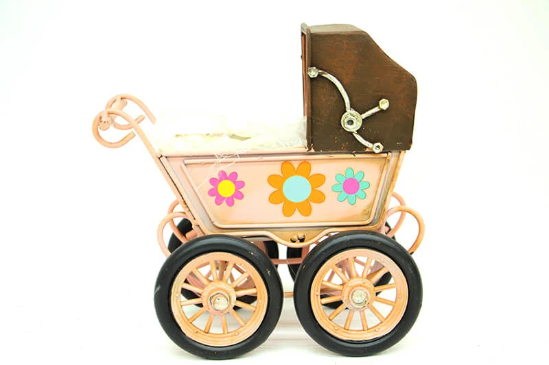 

Vintage decorative metal baby carriage handcrafted gift to mother gift to newborn child gift to family gift to child gift decor