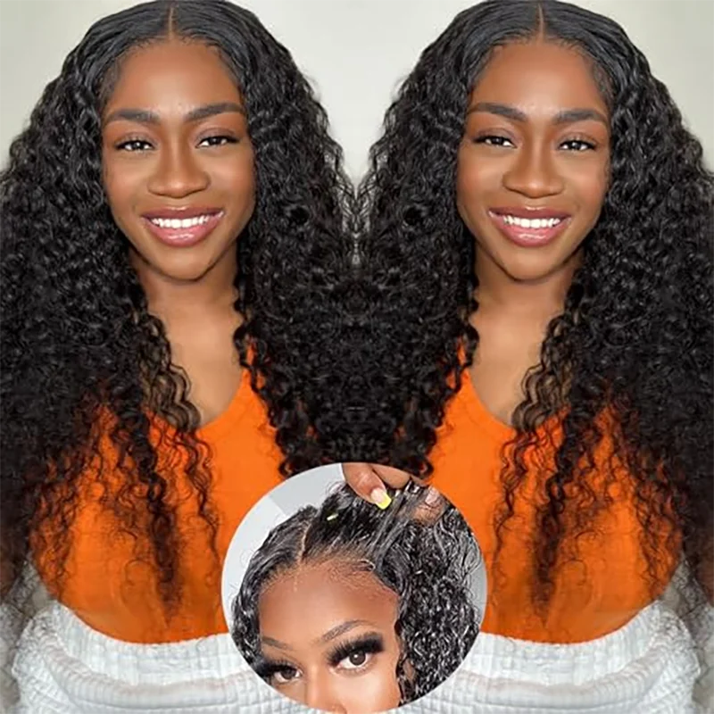 

Wear And Go Glueless Wig Human Hair 230 Density 5x5 HD Lace Closure Wigs Pre Plucked Deep Curly Ready to Wear Wig For Women