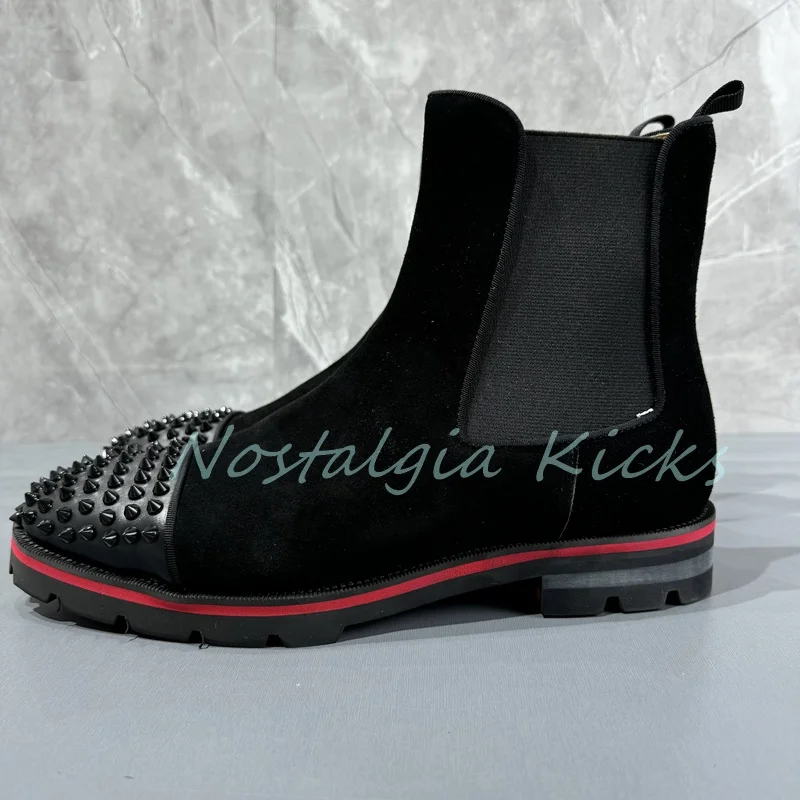 Fashion Winter Studded Toe Wool Chelsea Boots Brown Leather White Shearling Ankle Boots for Men Anti Slip Warm Snow Boots - Image 6