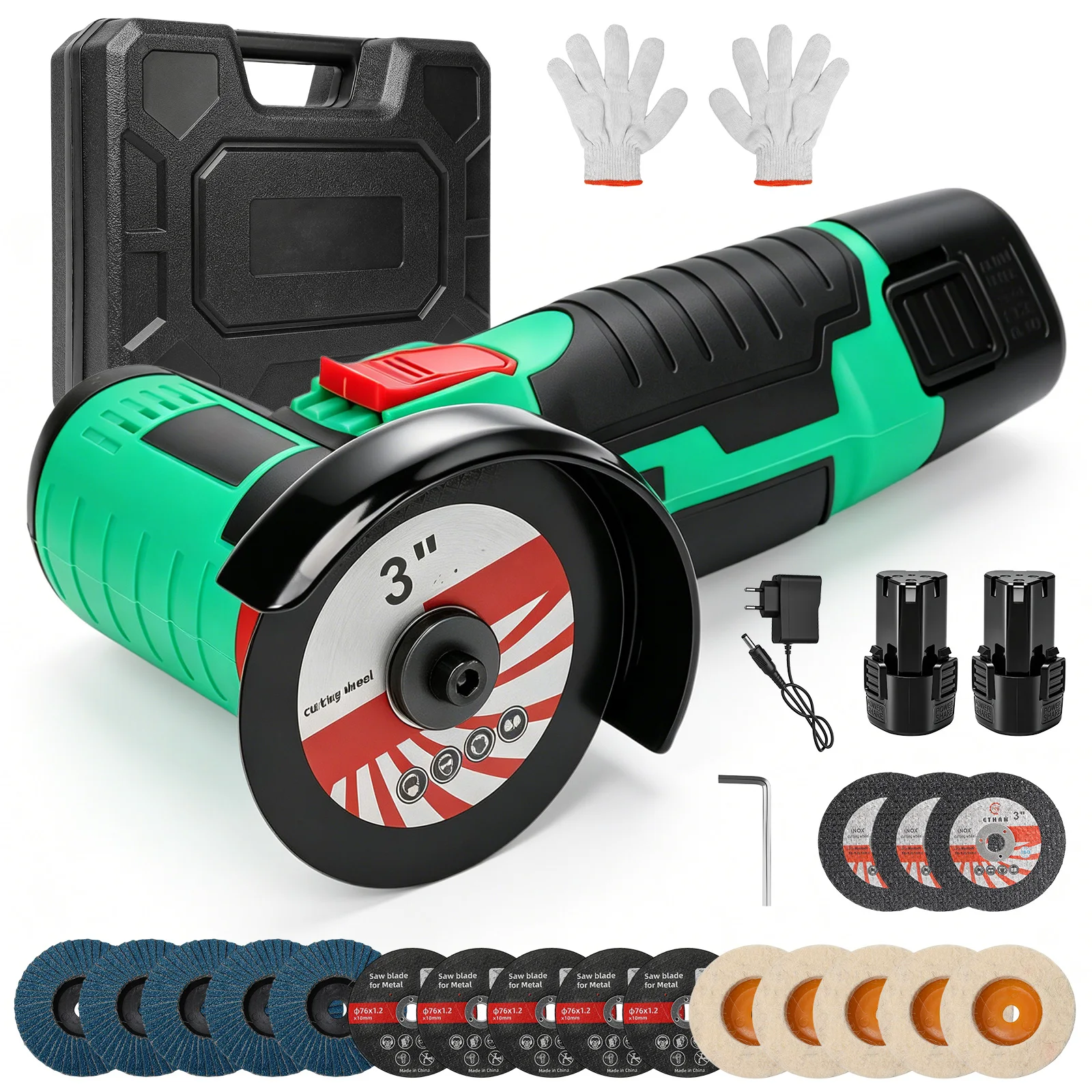 Mini smerigliatrice angolare di precisione, senza fili, ideale per spazi ristretti, 12V, utensile elettrico portatile per smerigliatura, con 17 dischi da taglio per lucidature dettagliate e progetti