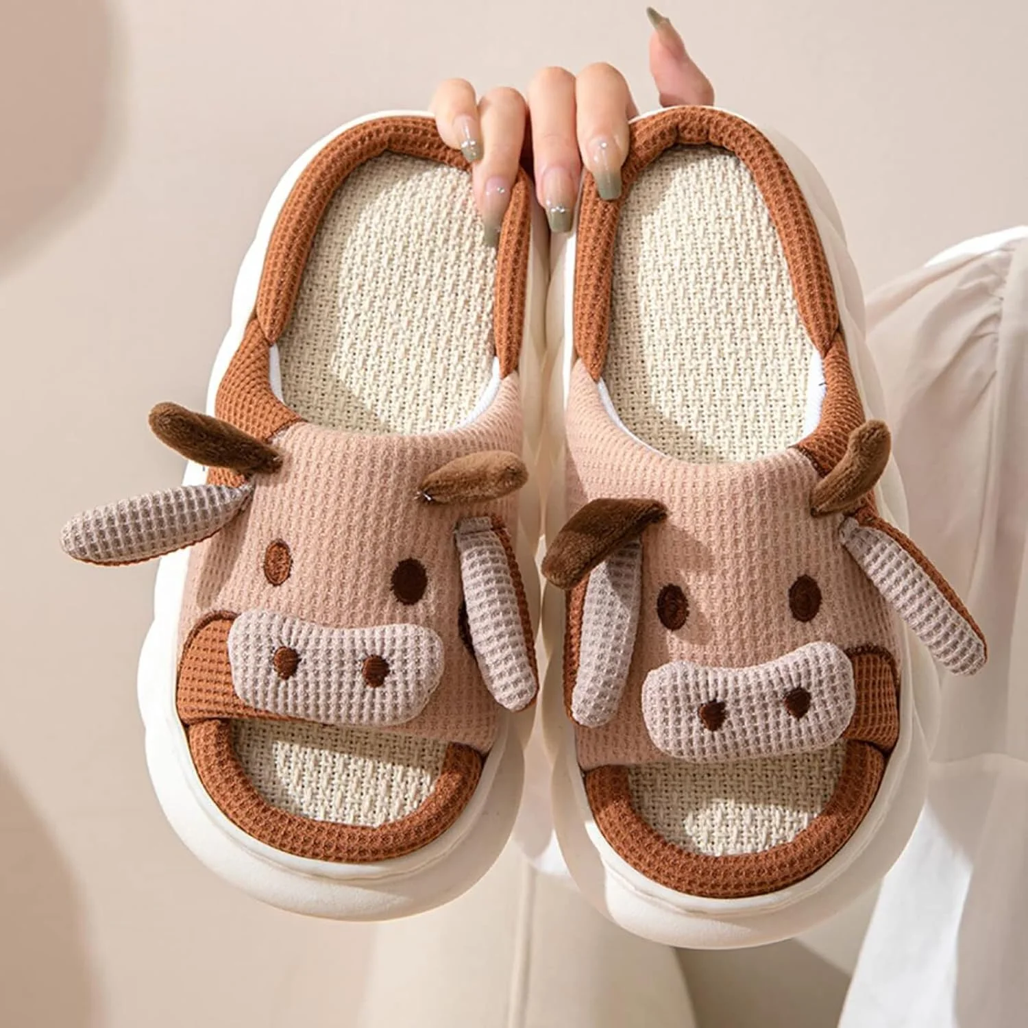 Cartoon Animal Shape Slippers, Womens Four Seasons Home Linen Slippers