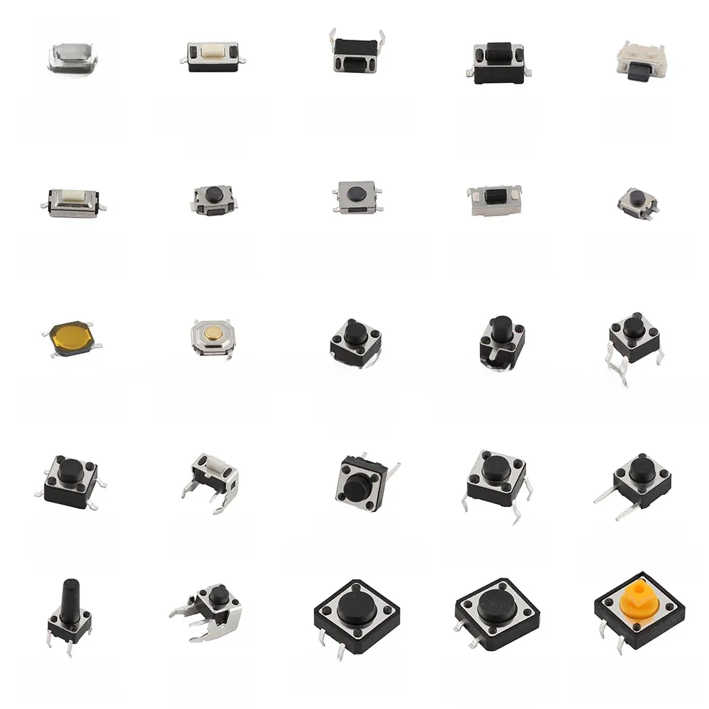 125/140 pièces interrupteur à bouton-poussoir tactile DIP SMD Micro interrupteur Kit 14 valeurs 25 valeurs Micro boutons poussoirs Kit de composants tactiles, pour jouet TV