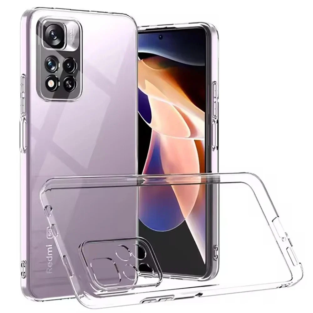 Coque en silicone antichoc pour Xiaomi Redmi Note 14 13 12 12S 12T 11 11T 11S 10 10S Pro Plus Pro + 4G 5G, coque transparente Ultra fine
