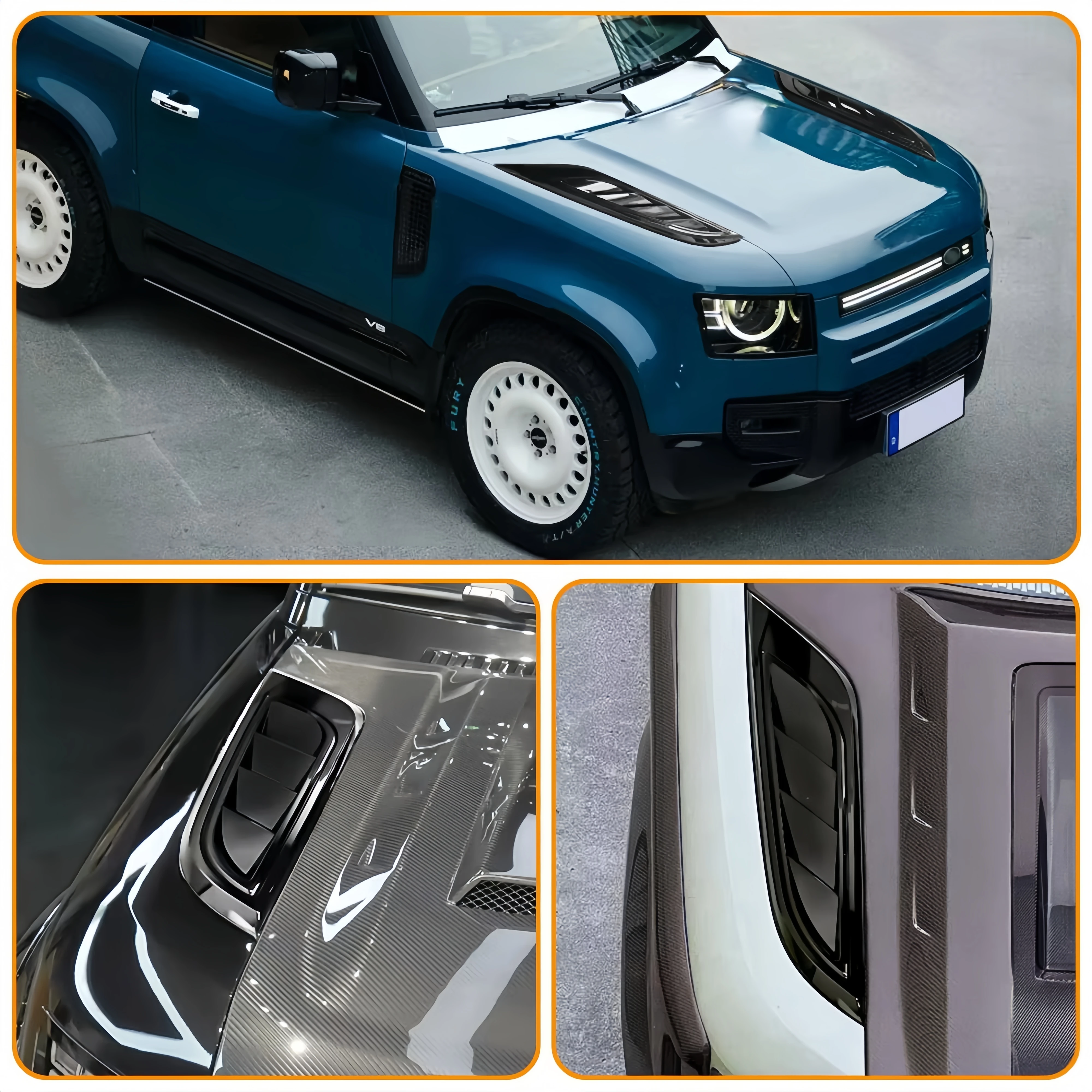 2PCS ABS Auto Spare Bonnet Trim Panel For Land Rover Defender 90 110 L663 2020-2025 4x4 Off-Road Hood Vent Covers Scoop Trim
