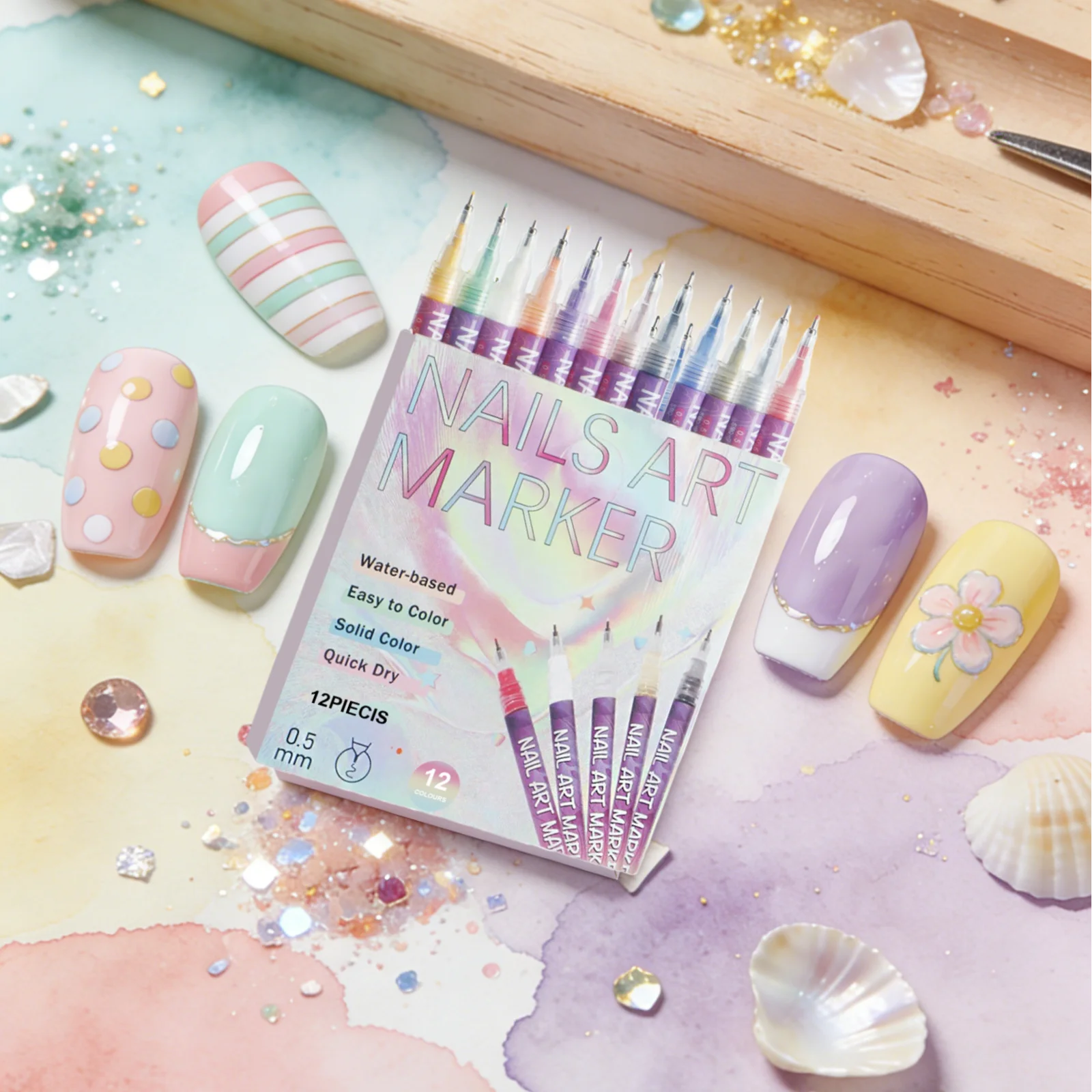 

Graffiti Pen for Nails 12 Colors Nail Art Markers Waterproof Nail Painting DIY Quick Drying Nail Drawing Pen Nail Art Pens Set