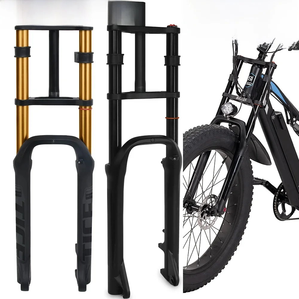 AliExpress NONE BUCKLOS 26*4.0 Snow Bike Fork Air Suspension Bicycle Fat Fork 4.0 Tire 9*135mm Mountain Bike Forks Beach E-Bike Forks