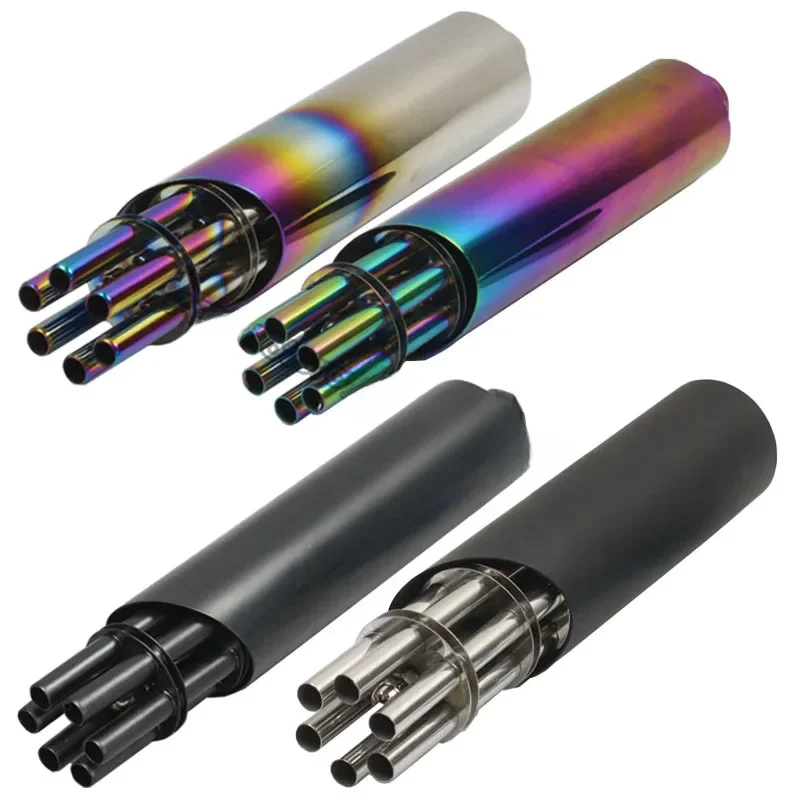 AliExpress Motorcycle Exhaust Modified Muffler Pipe Rotating Exfoliate Gatling Gun Style For Honda Yamaha KTM ATV Pit Bike Scooter