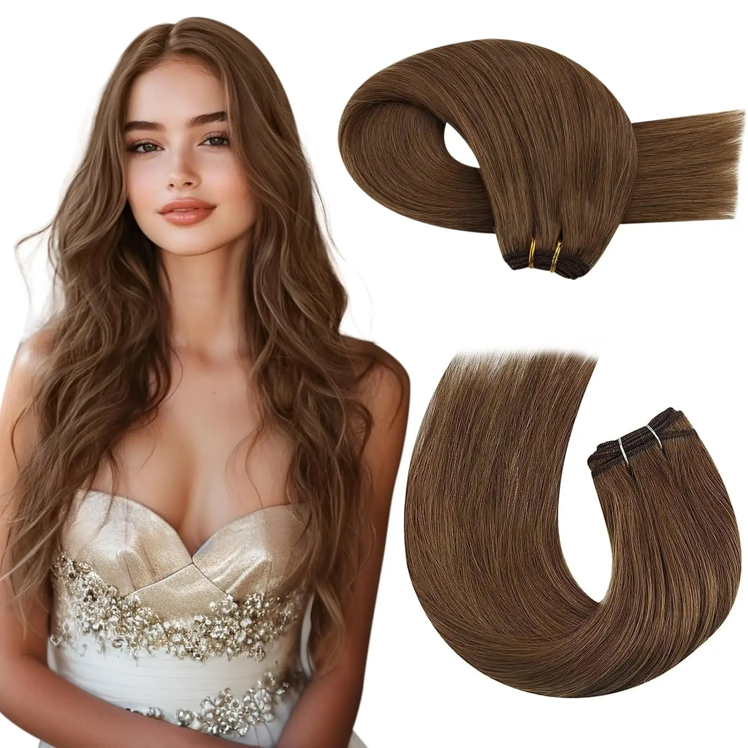 Moresoo Inslag Extensions Human Hair Weave In Dubbele Wefted Bundels Machine Remy Haar Balayage Haarstukken Voor Vrouwen Straight menselijke haar uitbreidingen haarstukken met echthaar 100 human hair