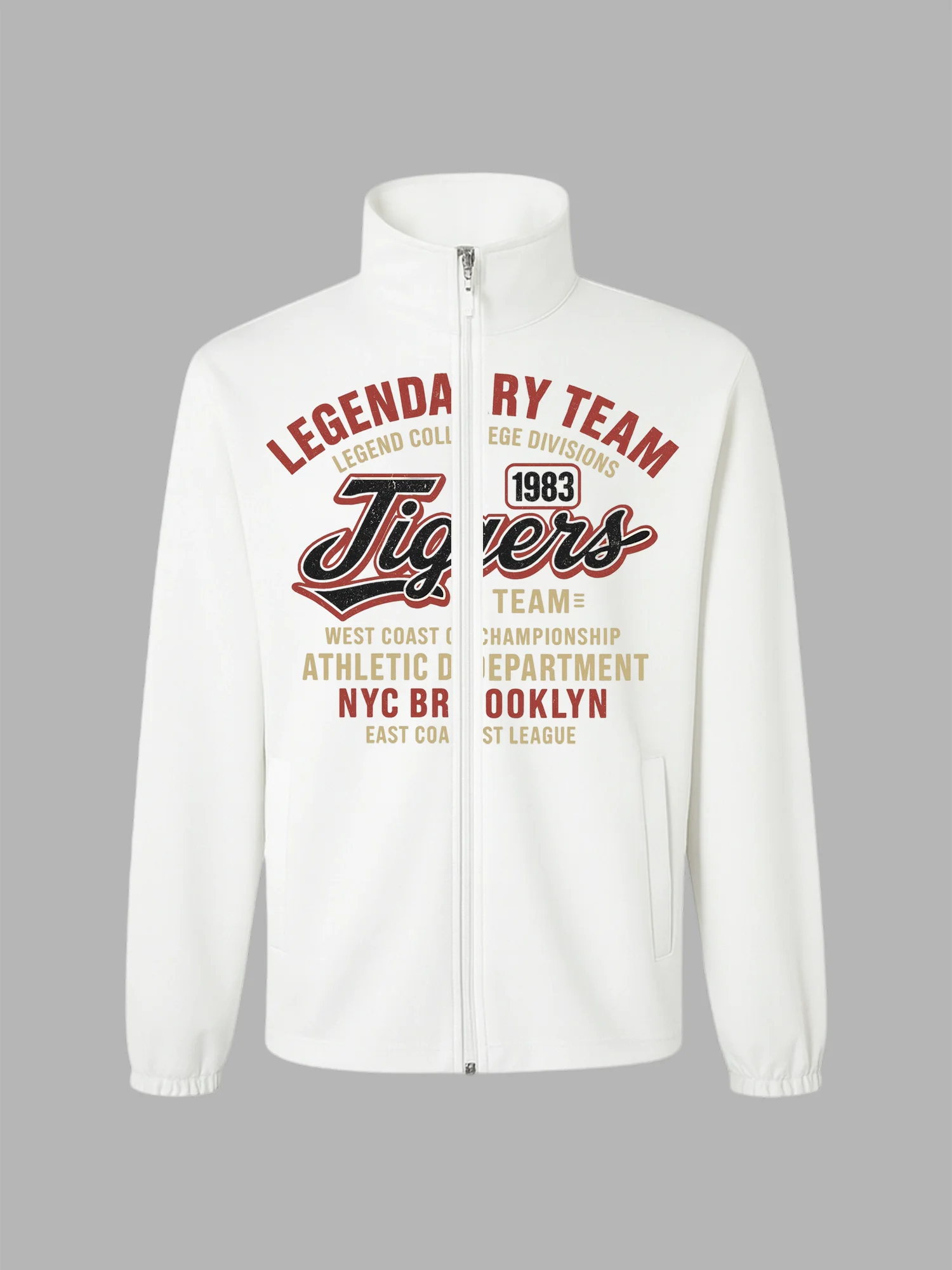 

Retro sports style stand collar zipper jacket American street print casual jacket