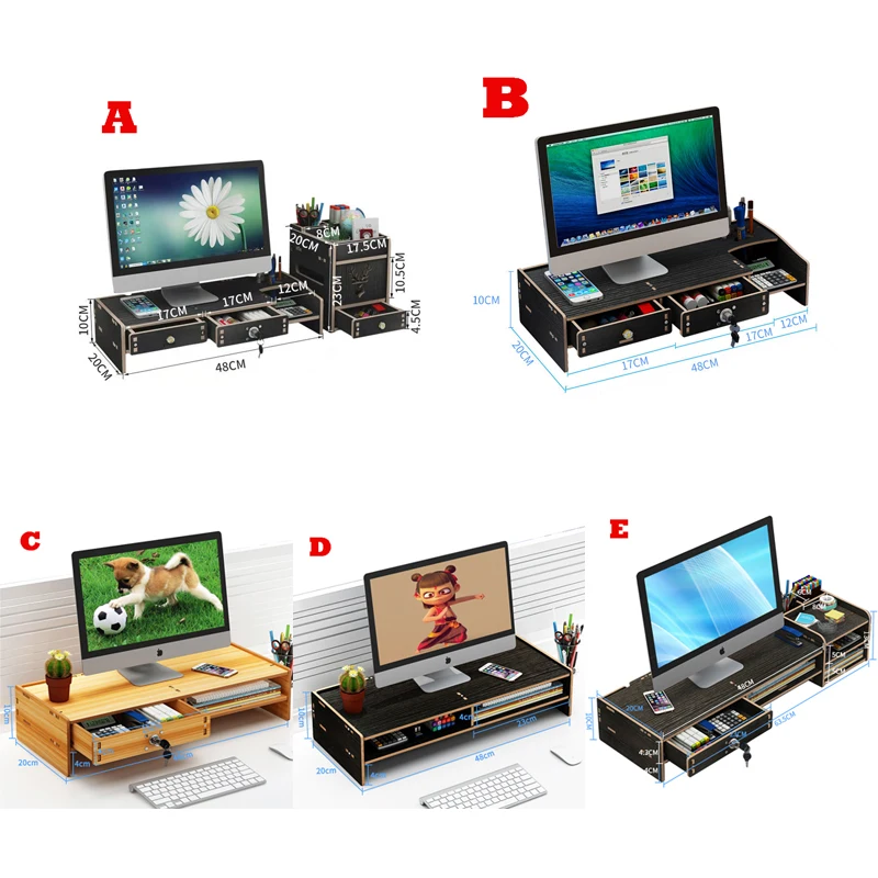 Computer Elevated Monitor Bracket Desktop Storage Shelf Desk Rack