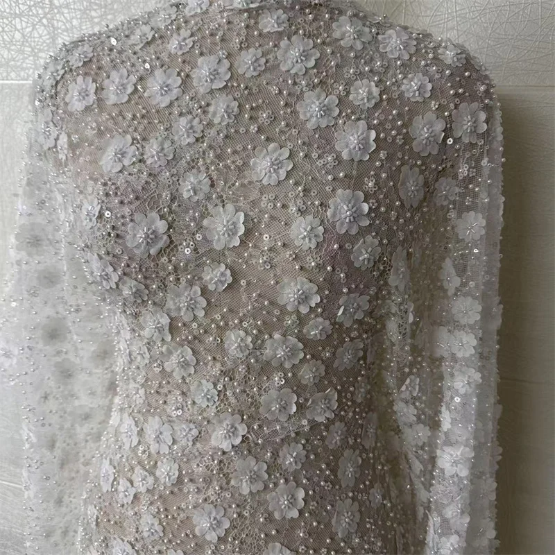 

Новейшее 3D Chantilly Off White свадебное платье невесты, кружевная ткань, высокое качество, тюль, кружевная ткань с вышивкой