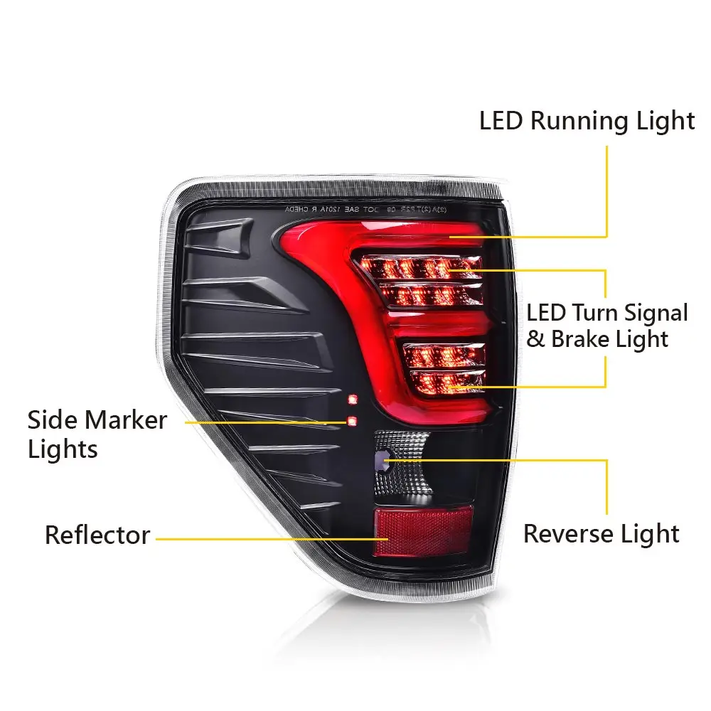 

2 шт. красная светодиодная трубка, задний фонарь, стоп-сигналы, стояночные фонари, подходят для Ford F-150 09-14