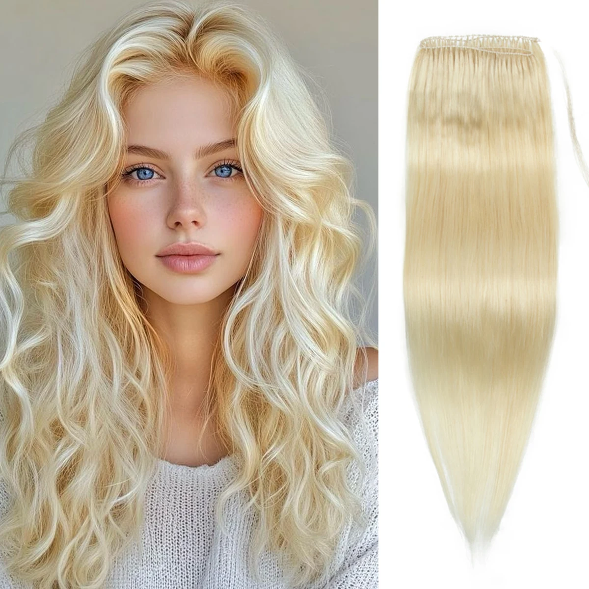 VADES Invisible Feather Hair Extensions Human Hair Long Straight Hair Extension Natural Sew In Microring Hair Weft for Women