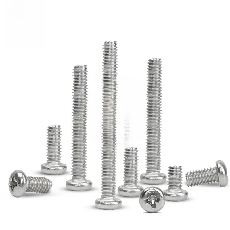 10/50 M2 M2.5 M3 M3.5 M4 M5 M6 M8 A2 304 acier inoxydable croix ronde Phillips vis à tête cylindrique boulon Dia 2 3 4 5 8mm longueur 3-100mm