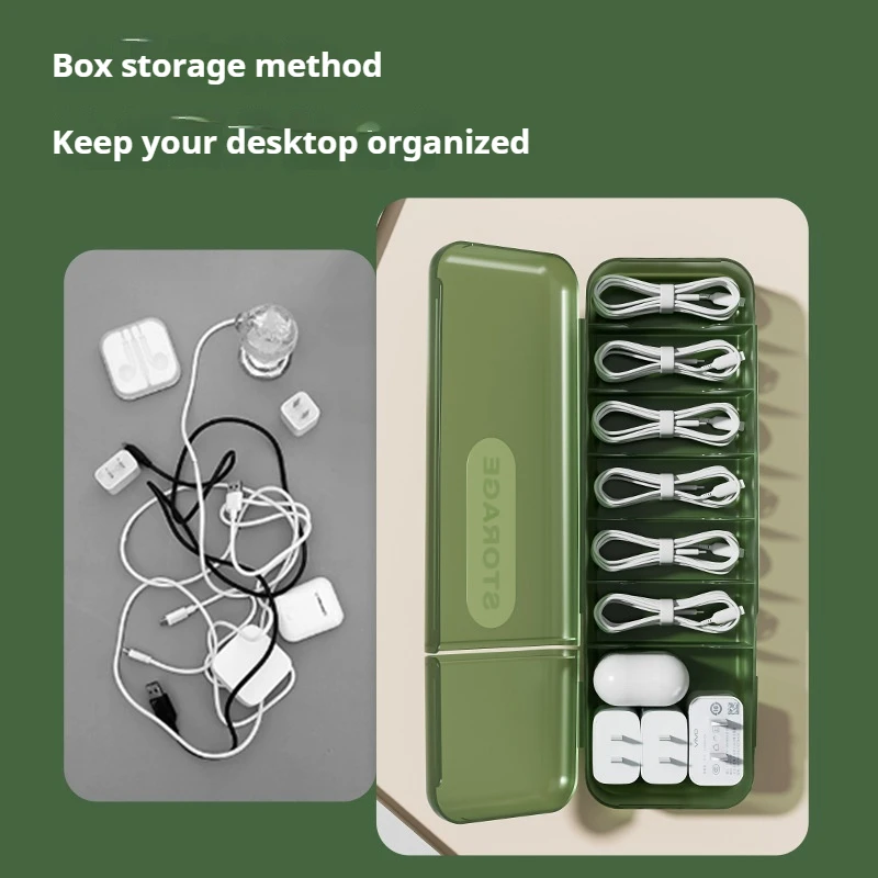 مع 7 مقصورات مع غطاء كابل البيانات، صندوق تخزين سلك الشاحن، رف حامل موفر للمساحة لسطح المكتب #1