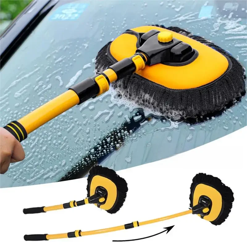Novo Car Wash Mop Escova De Limpeza Telescópica Longo Handle Cleaning Mop Retrátil Bent Bar Escova