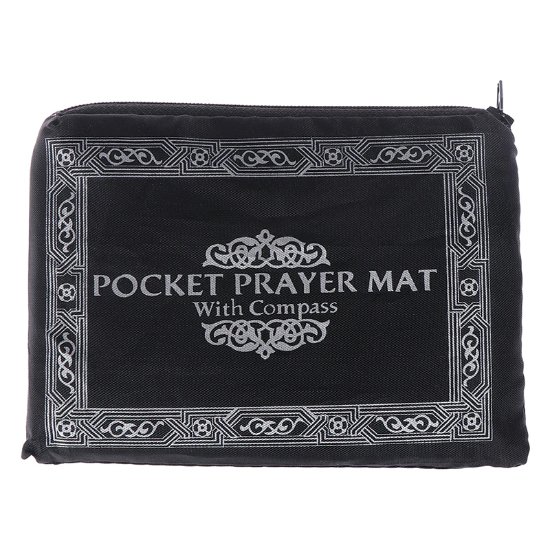 Muslim Prayer Rug Polyester Portable Braided Mats Simply Print with Compass In Pouch Travel Home New Style Mat Blanket 100*60cm