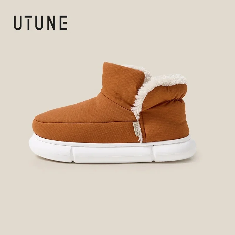 

UTUNE Women's Non-Slip Snow Boots Winter Warm Boots with Quilted Upper and Plush Lining Simple Low-Heel Ankle Boots