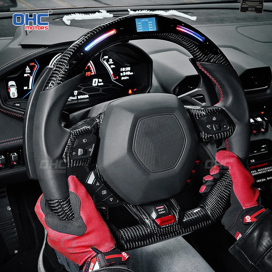 

Руль Galaxy Pro со светодиодным дисплеем данных для Lamborghini Huracan Sterrato, 100% светодиодный руль из настоящего углеродного волокна