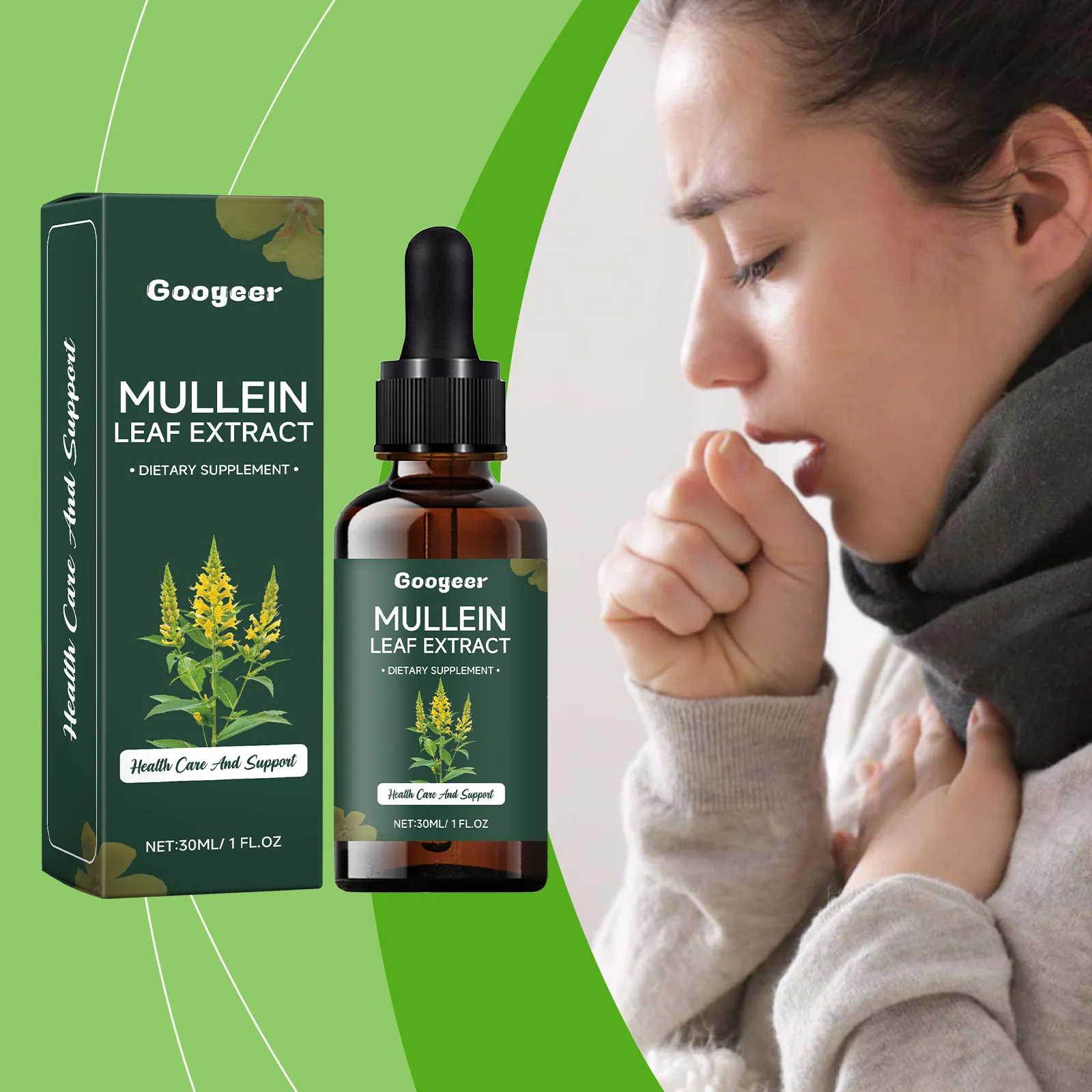 

Googeer 30 мл экстракт листьев Mullein, капли для очищения легких, гладкое дыхание полости рта, успокаивающий кашель, сухая глотка, чистка, уход за полостью рта, капли для полости рта