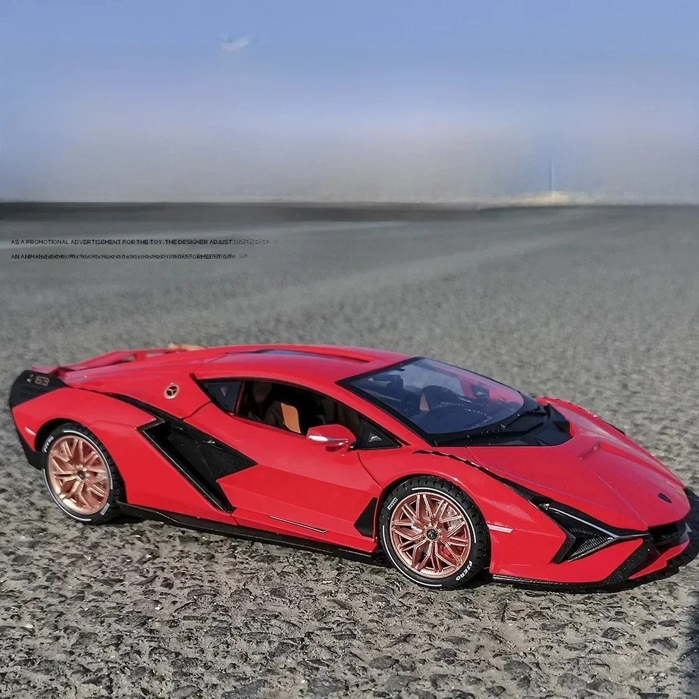 1:18 Lamborghini SIAN FKP37 sportwagen Diecast Metaallegering Model auto Geluid Licht Pull Back Collection Kinderen Speelgoed geschenken - afbeelding 2